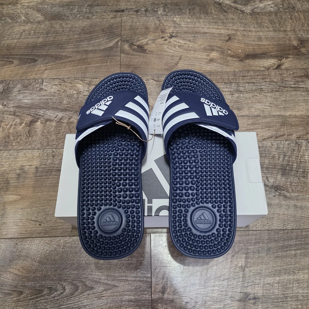 Adidas Navy and White Slide  Men Size 13 Sandals